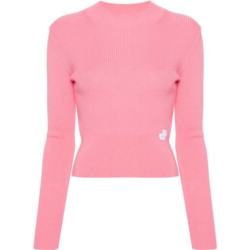 Patou maglione a coste con applicazione - rosa