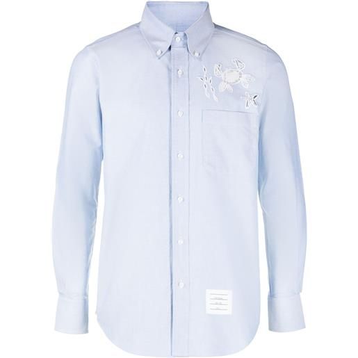 Thom Browne camicia con applicazione in pizzo - blu