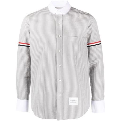 Thom Browne camicia con banda rwb - grigio