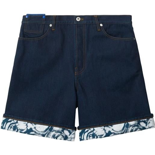Burberry shorts denim con risvolto - blu
