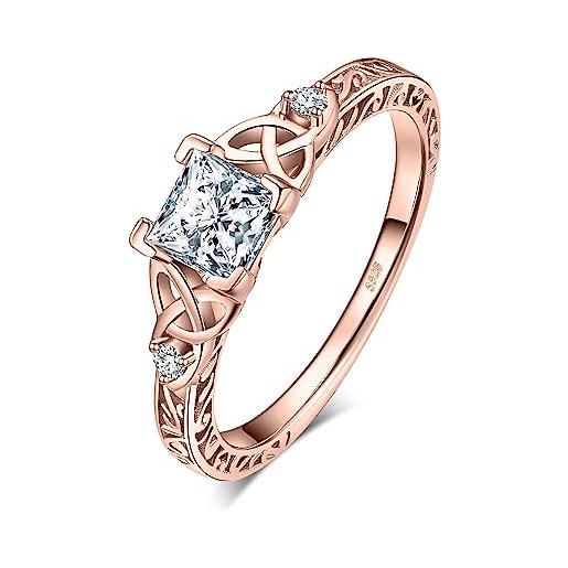JewelryPalace vintage diamante simulato zirconi anniversario matrimonio promessa anello donna, anelli donna argento 925, celtico anello fidanzamento, anello solitario in oro rosa, gioielli donna 11.5