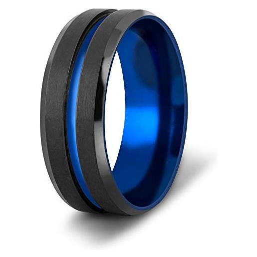 Akitsune seiryu anello | uomini donne amicizia design in acciaio inox carburo di blu-nero - 6 us