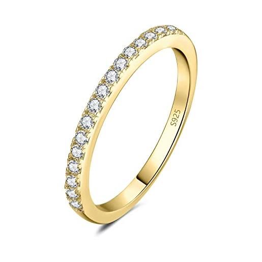 JewelryPalace anello half eternity donna argento con creato moissanite, anelli dorati donna 925 con pietre a taglio rotondo, fede nuziale in oro anello matrimonio set gioielli donna 11.5