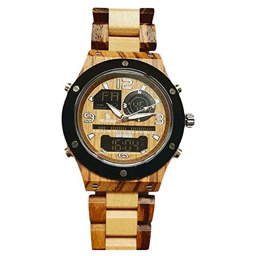 RORIOS orologio legno uomo analogico al quarzo orologi da polso con cinturino in legno con cronografo elegante in legno orologio da uomo