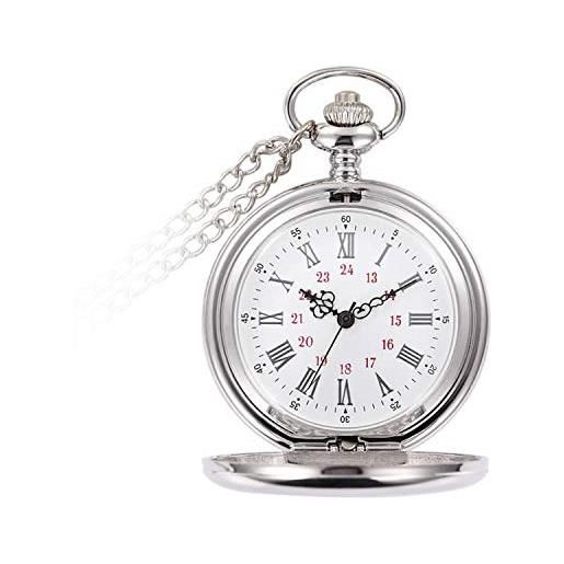 RORIOS orologio da tasca classico al quarzo con catena orologi taschino per donna acciaio inossidabile orologio quarzo da tasca uomo