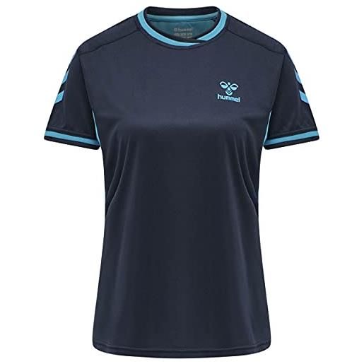 Hummel hmlaction - maglietta da donna in jersey s/s, donna, t-shirt, 212512, nero iris/blu atomic, xs