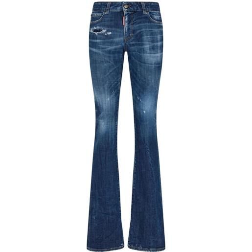 Dsquared2 jeans svasati con applicazione - blu
