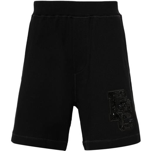 Dsquared2 shorts sportivi con applicazione d2 - nero