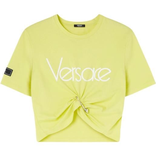 Versace t-shirt crop con stampa - giallo