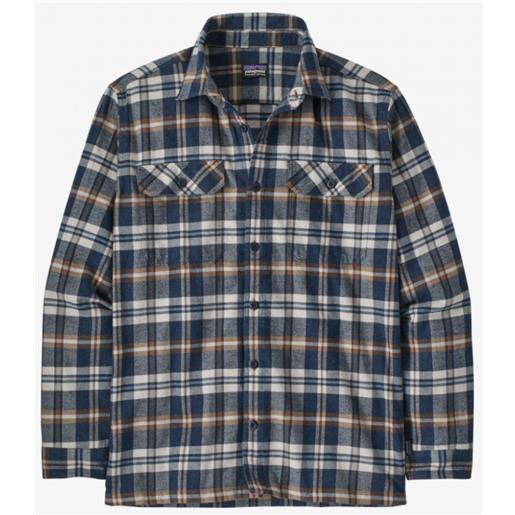 Patagonia m's l/s organic cotton mw fjord flannel shirt new navy uomo