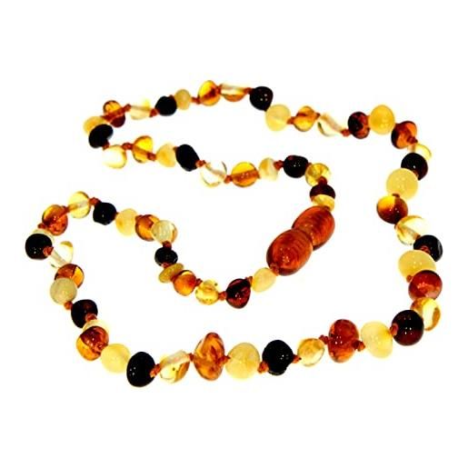 SilverAmber Jewellery - collana in ambra baltica - mista - lucida - perle di ambra genuina al 100% - massima qualità - dimensione: 33 cm - nbarmix33