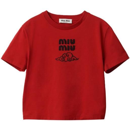 Miu Miu t-shirt con ricamo - rosso