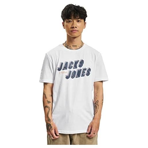 JACK & JONES jcofriday tee ss crew neck bf t-shirt, bianco, l uomo