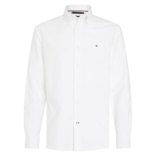 Tommy Hilfiger camicia da uomo oxford dobby rf shirt, bianco, l