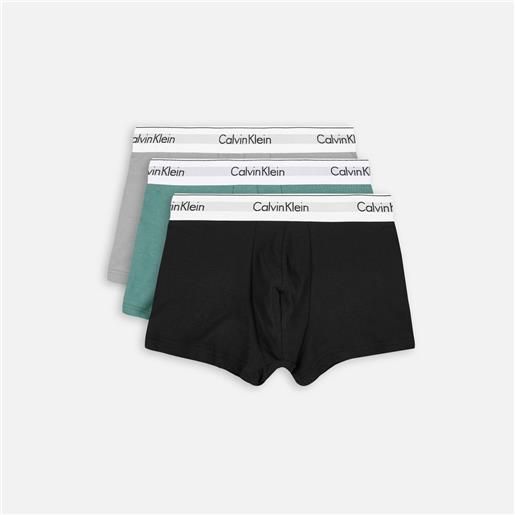 Calvin Klein Underwear modern cotton 3 pack trunk sagebush green/black/griffin uomo