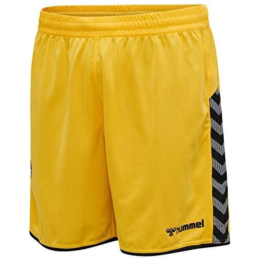 hummel hmlauthentic pantaloncini sportivi, uomo, blu/giallo, s