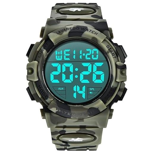 aswan watch orologio digitale da uomo con cronometro, sveglia, calendario, luce led-orologio sportivo con cinturino in silicone