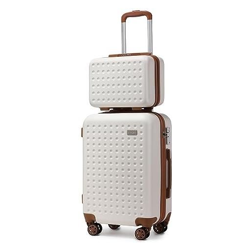 Kono set di 2 valigie rigida 31/55cm valigia bagaglio con tsa lucchetto e 4 ruote girevoli (bianco)