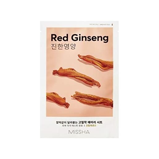 Missha - pure source cell sheet, maschera per il viso al ginseng rosso, cosmetico coreano