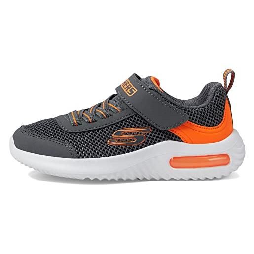 Skechers boys, sneaker, charcoal & orange synthetic/textile/trim, 34.5 eu
