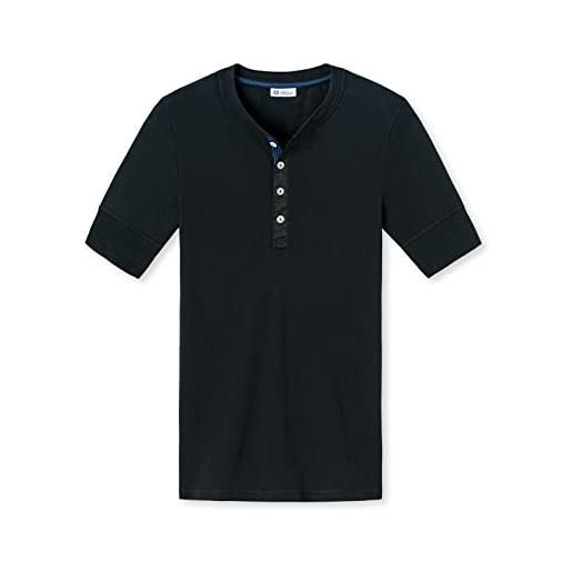Schiesser revival karl-heinz - maglietta con bottoni, nero , l