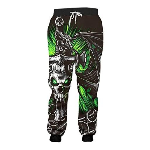 BANAITIE pantaloni da jogging da uomo 3d con teschio a stampa completa horror hip hop harajuku per il tempo libero unisex comodi pantaloni sportivi, 1, xxl