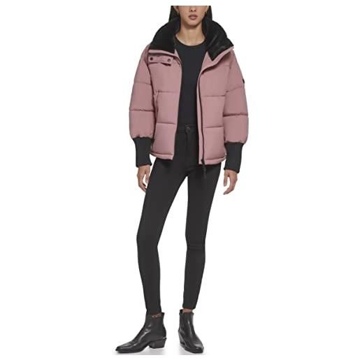 DKNY outerwear-giacca trapuntata da donna, con zip frontale, colletto e tasche, palissandro, m