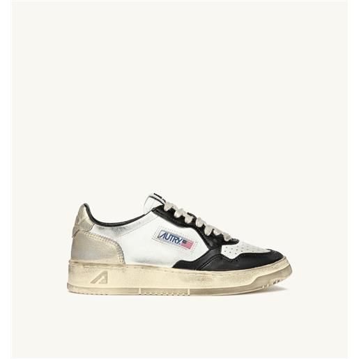 autry sneakers super vintage low in pelle bianca, nera e platino