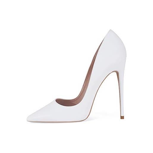 Zhabtuc scarpe col tacco donna - classico a punta decolte donna con tacco 12cm- sexy tacchi a spillo beige，nu-40 eu