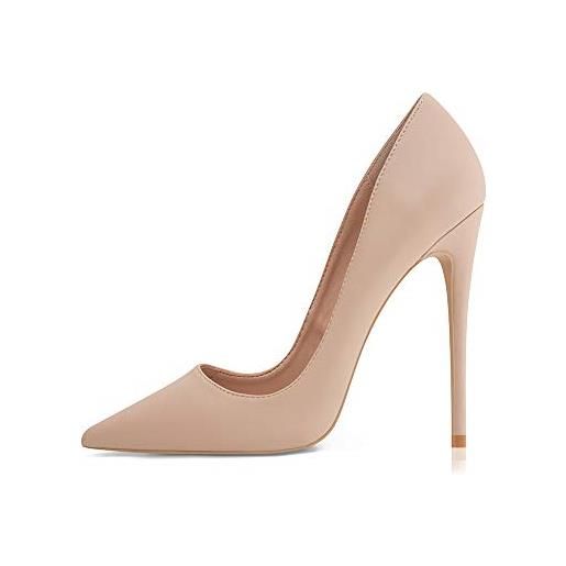 Zhabtuc scarpe col tacco donna - classico a punta decolte donna con tacco 12cm- sexy tacchi a spillo rosso，rd-41 eu