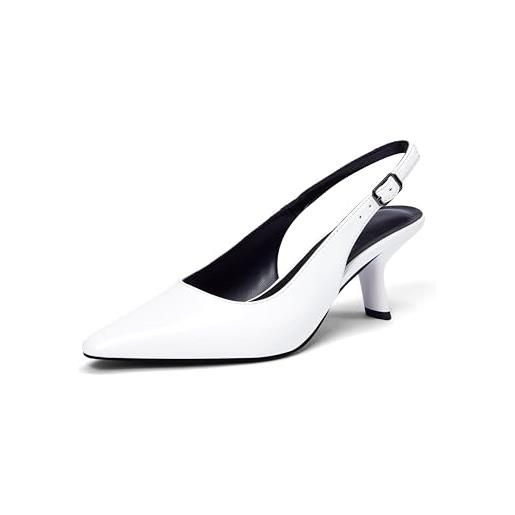 Zhabtuc donna slingback pumps spillo medio tacco heel a punta cinturino alla caviglia da matrimonio ufficio feste dress scarpe sandali 8 cm scarpe di sandalo décolleté classiche a ounta