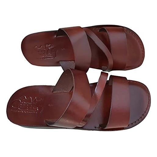 Jerusalem sandali in pelle gesù stile romano 10, marrone scuro. , 43 eu larga