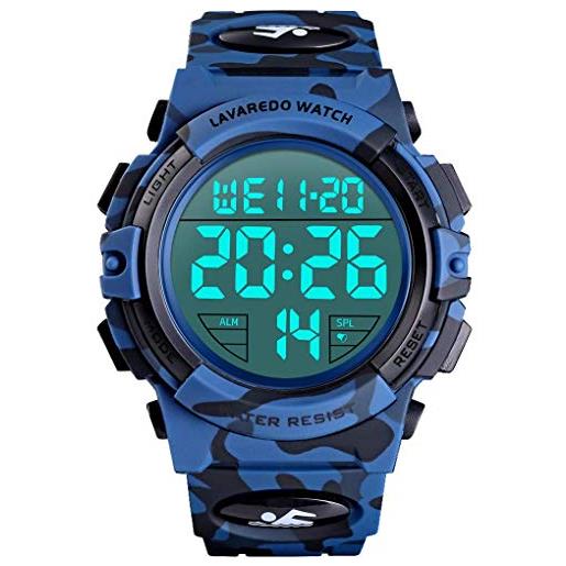 aswan watch orologio digitale da uomo con cronometro, sveglia, calendario, luce led-orologio sportivo con cinturino in silicone