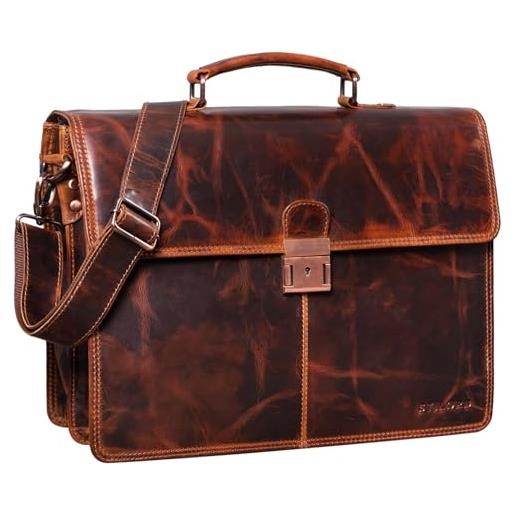 STILORD 'apolonius' borsa ventiquattrore pelle uomo donna business bag vintage portadocumenti borsa a tracolla cuoio, colore: milano - marrone