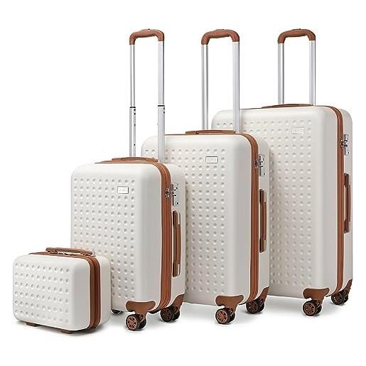 Kono set di 4 valigie rigida 31/55/67/76cm valigia bagaglio con tsa lucchetto e 4 ruote girevoli (bianco)