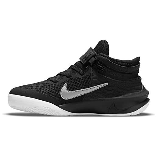 Nike team hustle d 10 fly. Ease, scarpe da tennis, black/metallic silver-volt-white, 28 eu