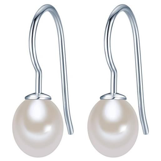 Valero Pearls orechinni pendenti da donna in argento sterling 925 con rodio con perle coltivate d'ac