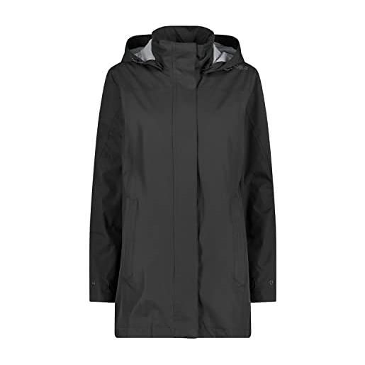 CMP donna con cappuccio rimovibile-39x6646 giacca pioggia, nero, 54, nero , 58