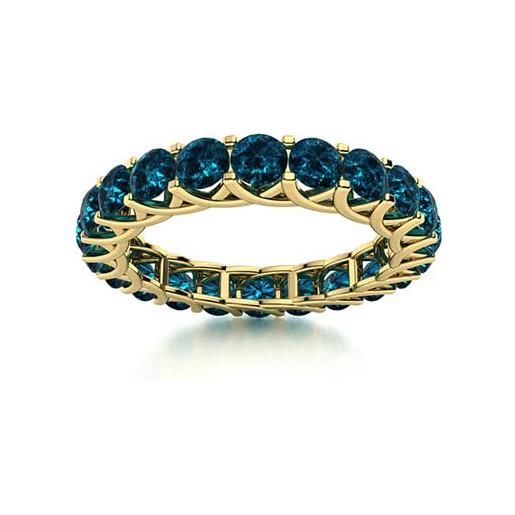 Shine Jewel pieno eternità rotonda da 4 mm pietre preziose multiple anello di fidanzamento 925 sterline d'argento placcato in oro giallo (topazio azzurro di londra, 19)