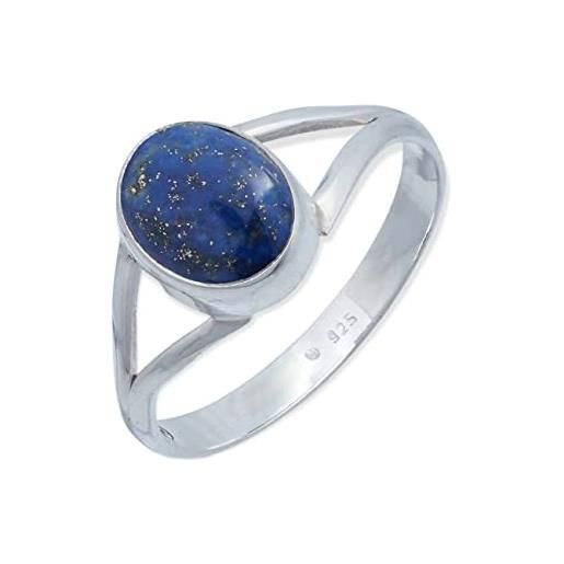 mantraroma anello argento 925 con pietre preziose lapislazzuli pietra blu argento sterling da donna in vero argento (mrg-092-06-(58))