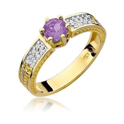 Lumari Gold anello da donna in oro 585 14 carati, con diamanti brillanti, 16 (17,8), rubino