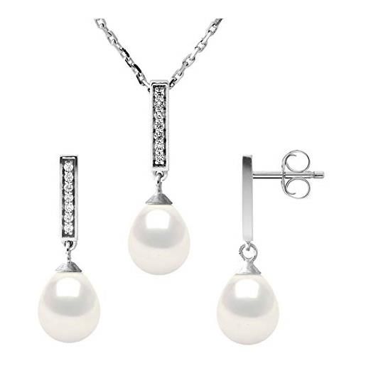 PEARLS & COLORS NATURAL FINE PEARLS pearls & colors - set di gioielli prestige con collana e orecchini, in argento 925, gioiello da donna