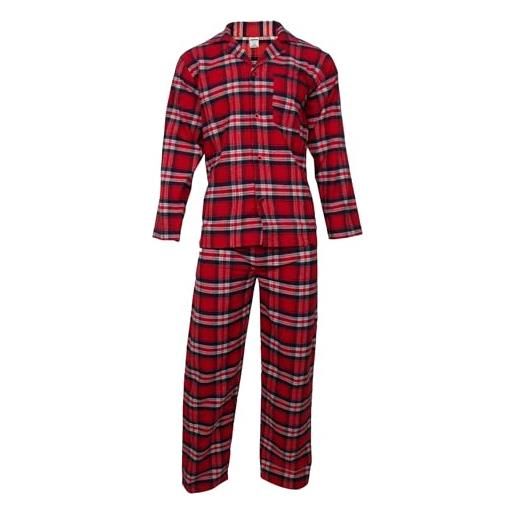 Location Clothing pigiama da uomo in flanella di cotone pettinato, taglie s-4xl, rosso tartan, xxxxl