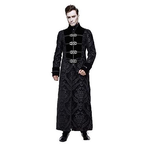 Devil Fashion - cappotto da uomo, invernale, caldo, stile vittoriano, stile gotico, elegante, in jacquard, caldo, per feste, costumi, lavoro nero s