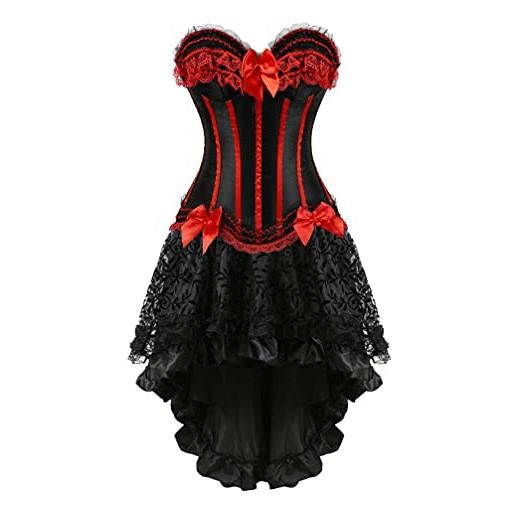 Hengzhifeng corsetto con gonna donna vintage costumi pirata corsetti (eur 28-30, viola)