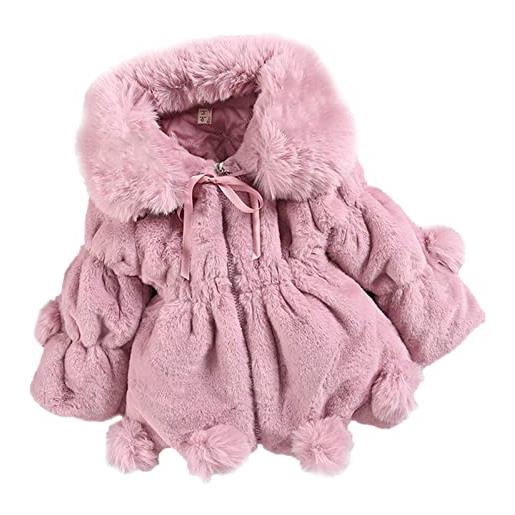 TDEOK felpa con cappuccio invernale per bambini, in pile, antivento, da donna, a-rosa. , 5-6 anni