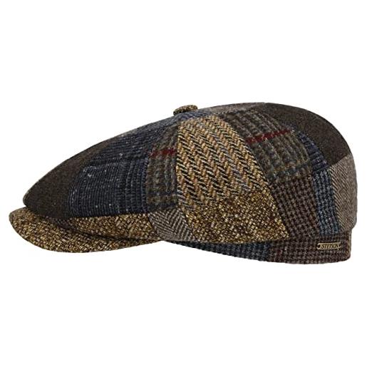 Stetson coppola hatteras new patchwork uomo - made in the eu cappellino lana berretto piatto con visiera, fodera autunno/inverno - l (58-59 cm) beige-marrone