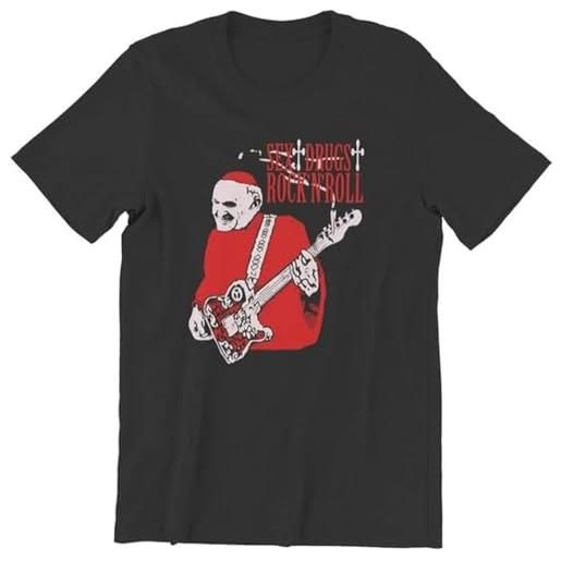 XINLING sex drugs rock'n'roll pope t-shirt men country music vintage cotton tees round collar short sleeve t shirts gift idea clothes black