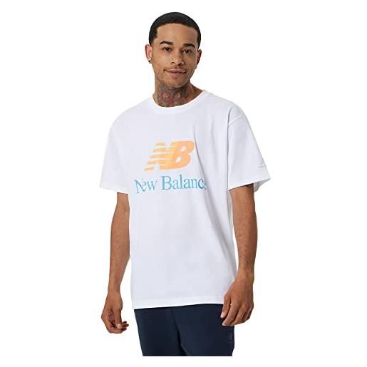 New Balance nb essentials celebrate split logo tee, t-shirt maniche corte da uomo (m, white)