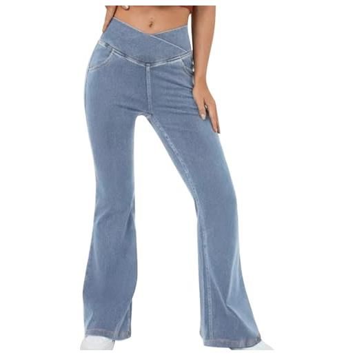 XTBFOOJ le donne indossano pantaloni da jogging in denim da yoga jeans elasticizzati con coulisse in vita jeans larghi casual pantaloni jeans pantaloni da yoga pantaloni eleganti (c-black, l)